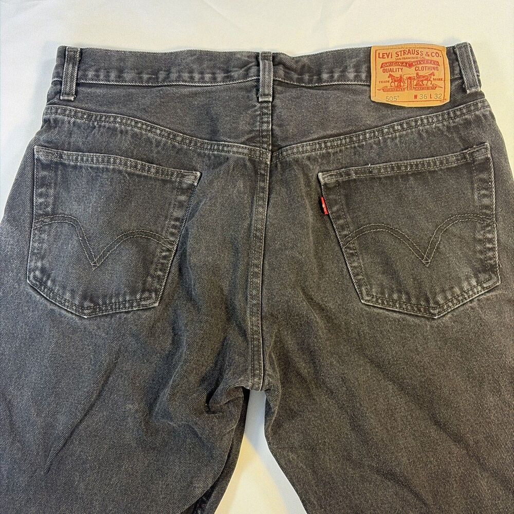 Mens Levi 505 Regular Fit Jeans Charcoal Black 34x31